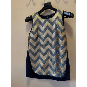 Women's J.CREW Navy Gold Chevron Tank Top Size 00